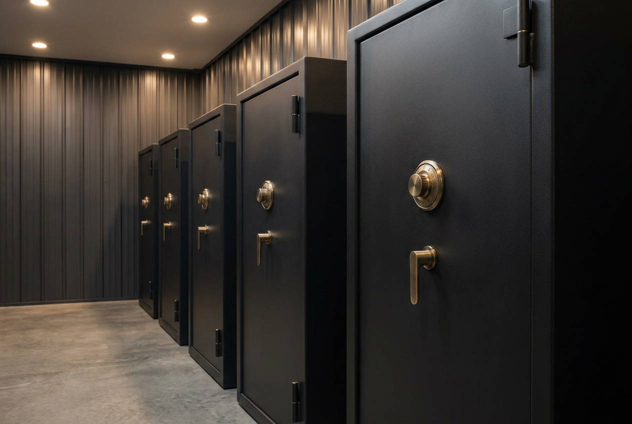 Commercial-grade safes in the storage room
